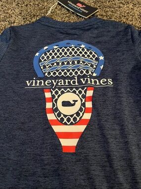 Vineyard Vines Navy Patriotic Lacrosse Graphic Tee. Boy 3T. New